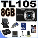 Samsung TL105 12.2MP Digital Camera w/4x Optical Zoom (Black) BigVALUEInc Accessory Saver 8GB Battery Bundle