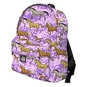 Purple Horse Print Backpack Bag SMALLER than Huge Cumbersome Full-Size Packs- WATERPROOF LINING Cute Small Back Pack for Travel, Daypack, School Bookbag CHRISTMAS GIFT IDEA for Kids, Boys, Girls, Adults