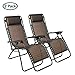 PARTYSAVING Infinity Zero Gravity Outdoor Lounge Patio Folding Reclining Chair Brown Set of 2 APL1014