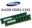4GB Dual Channel Kit Samsung original 2 x 2 GB 240 pin DDR3-1333 (1333Mhz, PC3-10600, CL9) 128Mx8x16 double side (2x M378B5673FH0-CH9) f�r DDR3 + i5 Mainboards - 100% kompatibel zu 1066Mhz, PC3-8500, CL7