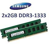 Produkt-Bild: 4GB Dual Channel Kit Samsung original 2 x 2 GB 240 pin DDR3-1333 (1333Mhz, PC3-10600, CL9) 128Mx8x16 double side (2x M378B5673FH0-CH9) f&uuml;r DDR3 + i5 Mainboards - 100% kompatibel zu 1066Mhz, PC3-8500, CL7