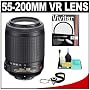 Nikon 55-200mm f/4-5.6G ED IF AF-S DX VR [Vibration Reduction] Zoom Nikkor Lens + 52mm UV Glass Filter + Accessory Kit for D40, D60, D90, D200, D300, D300s, D3000, D5000 Digital SLR Cameras
