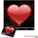 Sony PS3 Slim Skin - Glass Heart Grunge Red