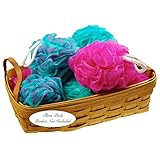 Eco-friendly Mesh Bath & Shower Sponges (3-pack) of Large (70 Gram) Recyclable Poufs Exfoliating to Silky Soft Skin Bio-degradable Loofa-loofah-loufa-luffa-pouf-puff By á la paix