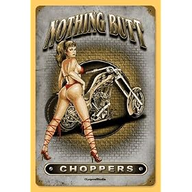 11x17 Nothing But Choppers Pinup Girl Motorcycle Vintage Metal Sign