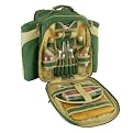 Riva Picnic Backpack with Service for 4 - Green