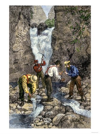 Prospectors Finding Gold in a Stream during the California Gold Rush