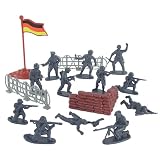 Plastic Army Men Gray German Soldier Figures 38 piece Play Set 54mm (1/32nd scale) by Hingfat