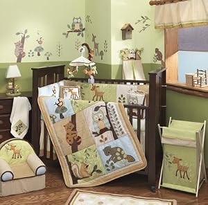 Lambs & Ivy Enchanted Forest 6 Pc Baby Crib Bedding Set, Green