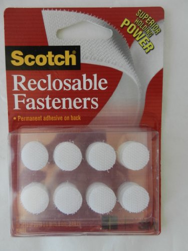 Scotch Reclosable Fasteners, 16 Sets of Dots 5/8 Inch Diam. Each, White (2 Pack Value Bundle)