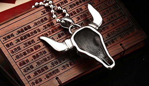 Clara Jewel Men's Punk Vintage Stainless Steel Gothic Cow Skull Chrome Pendant Necklace For Men For Boys