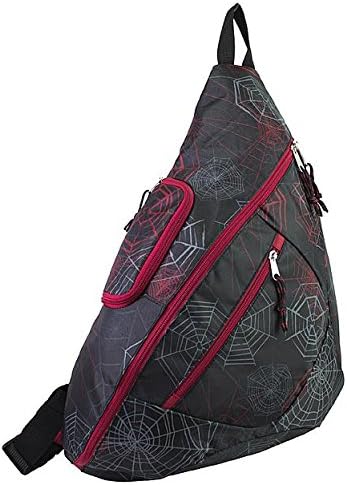 Sling Backpack Spider Web Print Multi Functional Zippered
