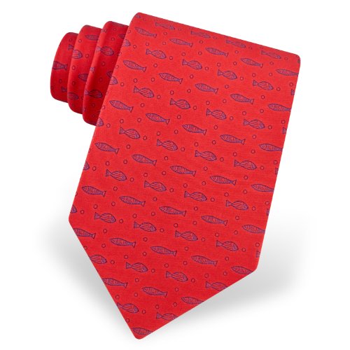 Men's Silk Poisson Tie by Alynn Novelty in Red