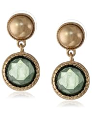 NINE WEST VINTAGE AMERICA "Gypset" Gold-Tone Green Drop Earrings