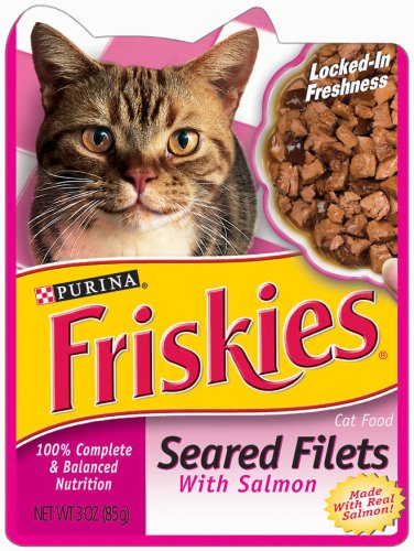 Friskies Cat Food Seared Filets with Salmon, 3-Ounce Pouches (Pack of 48)