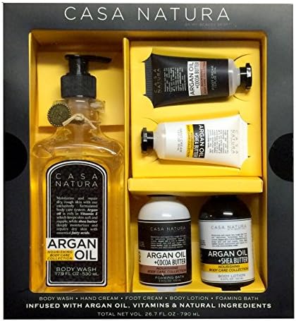 5 Piece Argan Oil Bath Gift Set - Body Wash, Hand Lotion, Foot Lotion, Foaming Bath, Body Lotion