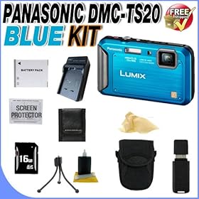 Panasonic Lumix TS20 16.1 MP TOUGH Waterproof Digital Camera with 4x Optical Zoom (Blue) + 16GB SDHC Class 10 Memory Card + DMW-BCK7 Battery + Ac/Dc Rapid Charger + Deluxe Case w/Strap + USB Card Reader + DMCTS20 Accessory Saver Bundle!