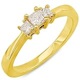 Three Stone Princess Cut Diamond Ring 1/4ctw (IJ/I1) in Yellow Gold