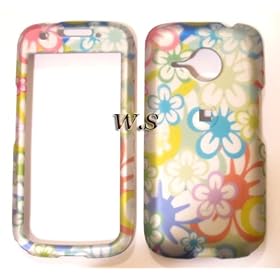BLUE GREEN PURPLE MULTI RAINBOW DAISY FLOWER RUBBERIZED SNAP ON HARD SKIN FACEPLATE PHONE SHIELD COVER CASE FOR HTC DROID ERIS 6200 + BELT CLIP