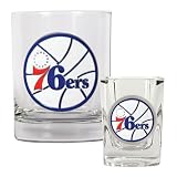 NBA Philadelphia 76ers Rocks Glass & Square Shot Glass Set - Primary Logo