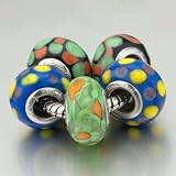Pugster 5 Yellow Dots Pattern Blue Pandora Beads Bracelets