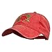 E4hats Christmas Poinsettia Flower Embroidered Washed Dyed Cap - Red OSFM