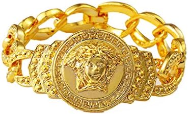 Triumph®(Fullfilled and Shipped By Amazon) Men's 18K Gold Plated Medusa PU Leather Bracelet