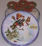 Scott's Cakes 1 lb. Milk Chocolate Covered Pretzel with Christmas Jimmies in a Classic Snowman Tin