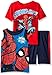 Marvel Little Boys' Toddler 3-Piece Short Set, Red Solid/Blue, 2T