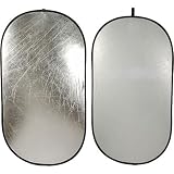 Impact Collapsible Oval Reflector Disc - Silver/White - 41x74" ~ Impact