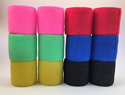 cohesive tape - self adhesive athletic wrap - 12 rolls (rainbow) - 2 inches by 15 feet