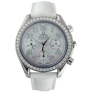 Omega Speedmaster Men's Mother-of-Pearl Dial Diamond Bezel Stainless Steel Automatic Chronograph Watch 3835.70.36