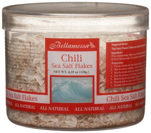Bellamessa Chili Pepper Gourmet Sea Salt Flakes, 4.25-Ounce Plastic Jars (Pack of 6) by Chili Flakes