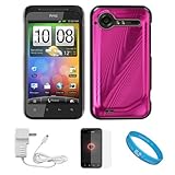 Pink Metallic Cosmo Wave Design Protective Snap-On Case Cover for HTC Droid ....