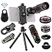 4 in 1 Cell Phone Camera Lenses Kit, 18X Telescopic Zoom Lens/4K HD Super Wide Angle/Macro/Fisheye Lens/Tripod/Camera Shutter Compatible with iPhone Xs Max 8 7 6 Plus, Samsung HTC Moto and More