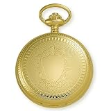 Avalon 17 Jewel Mechanical Skeleton Gold-tone Covered Pocket Watch with Chain, #4035G by Avalon
