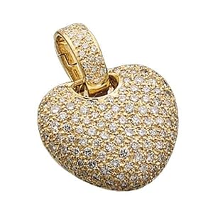 14K Yellow Gold Cluster Diamond Heart Pendant