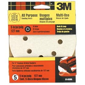 3M 9145DC-NA 5-Inch Quick Change Hook and Loop 8 Hole Extra Fine Grit Sanding Disc by 3M
