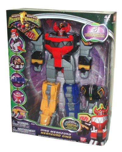 Mighty Morphin Power Rangers 5 in 1 12 Inch Tall Megazord Action Figure - DINO MEGAZORD with Tyrannosaurus, Pterodactyl, Mastodon, Saber Toothed Tiger and Triceratops Zords