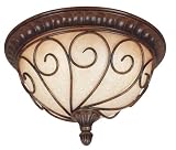 Kenroy Home Lincolnshire One-Light Flush Mount Ceiling Light, Mocha Bliss with Vintage Scavo Globe #90566MB