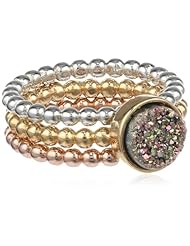 Dara Ettinger Small Agate Druzy Stacking Tritone, Confetti Ring Set