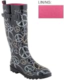 Capelli New York Shiny Peace Gone Wild Sporty Rubber Rain Boot Black Combo 10