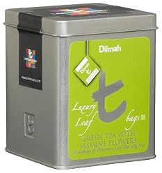 Dilmah Tea, Green Tea with Jasmine Flowers, 20-Count Luxury Leaf Teabags (Pack of 2)