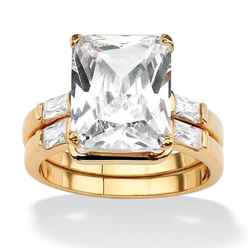 Emerald cut engagement rings gold band