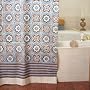 Ocean Breezes ~ Blue Brown Moroccan Cotton Beach Shower Curtain 72x72
