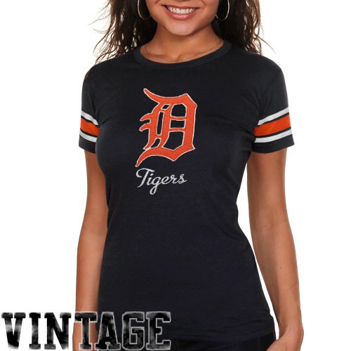 '47 Brand Detroit Tigers Womens Vintage Campus T-Shirt - Navy Blue (Small)