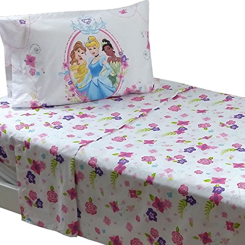 3pc Disney Princesses Twin Bed Sheet Set Cinderella Tiana Royal Garden Bedding Accessories