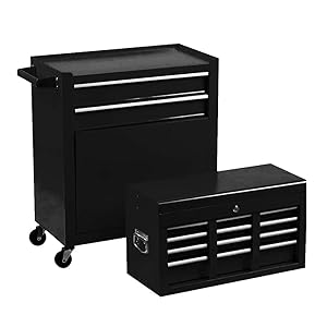 Bulk Capacity 2pcs Rolling Tool Storage Cabinet Chest With Wheels