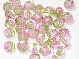 35 Stueck Glasperlen SUN in Farbe: gruen - rosa 8 mm
