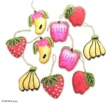 Beaded ornaments, 'Tropical Fruits' (set of 10)